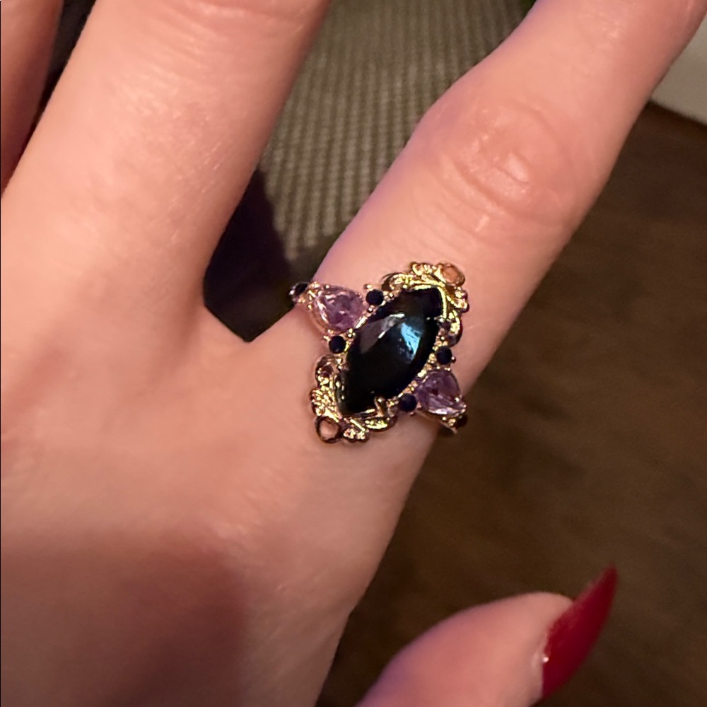 Dainty Gothic Purple & Black Ring
